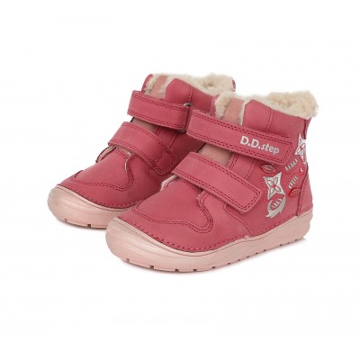 D.D. step dievčenská detská celokožená zimná obuv W071-754B RED